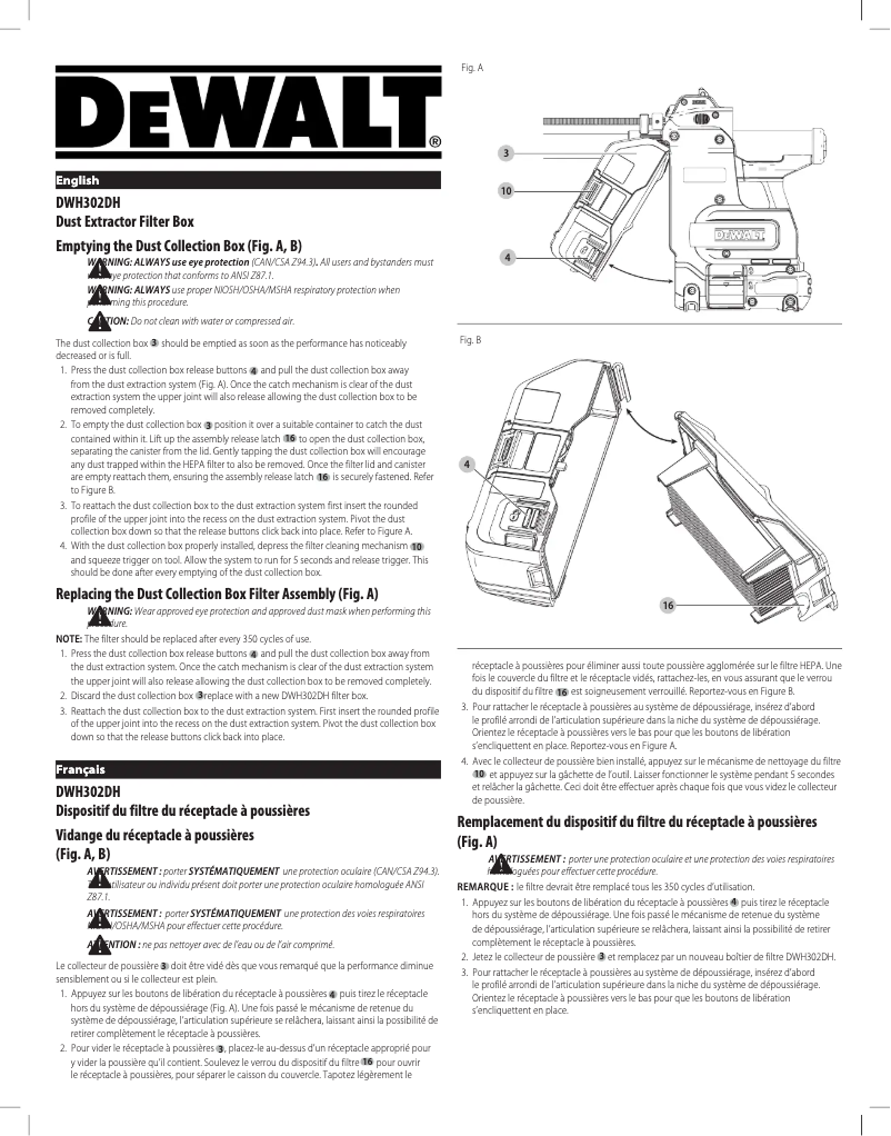 Page 1 de la notice Manuel utilisateur DeWalt DWH304DH
