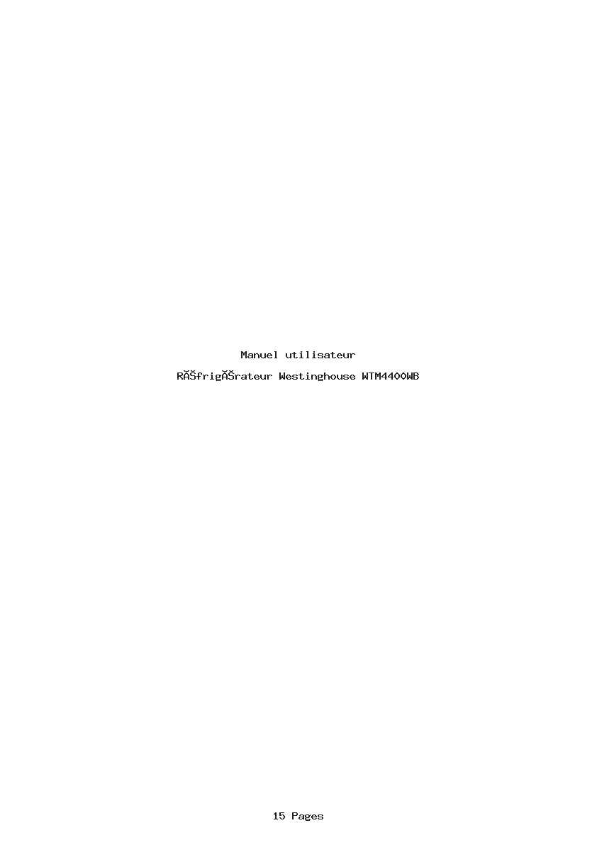 Page 1 de la notice Manuel utilisateur Westinghouse WTM4400WB