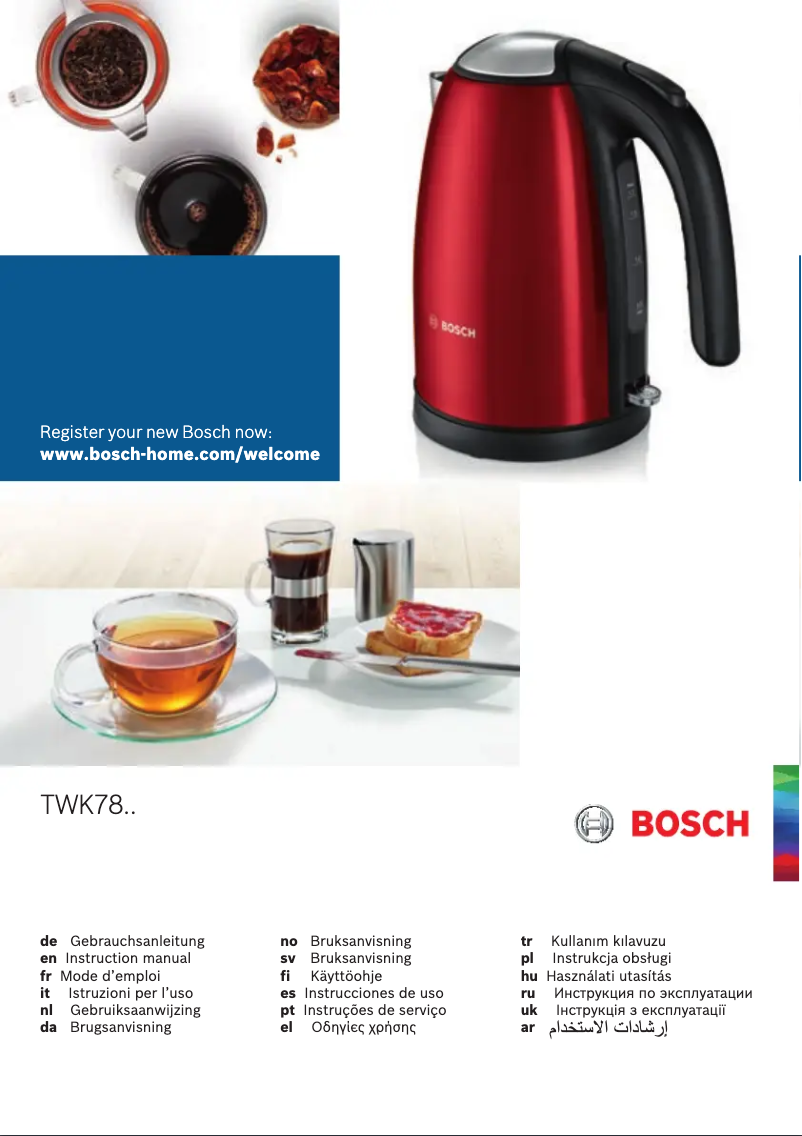 Page 1 de la notice Manuel utilisateur Bosch TWK7804
