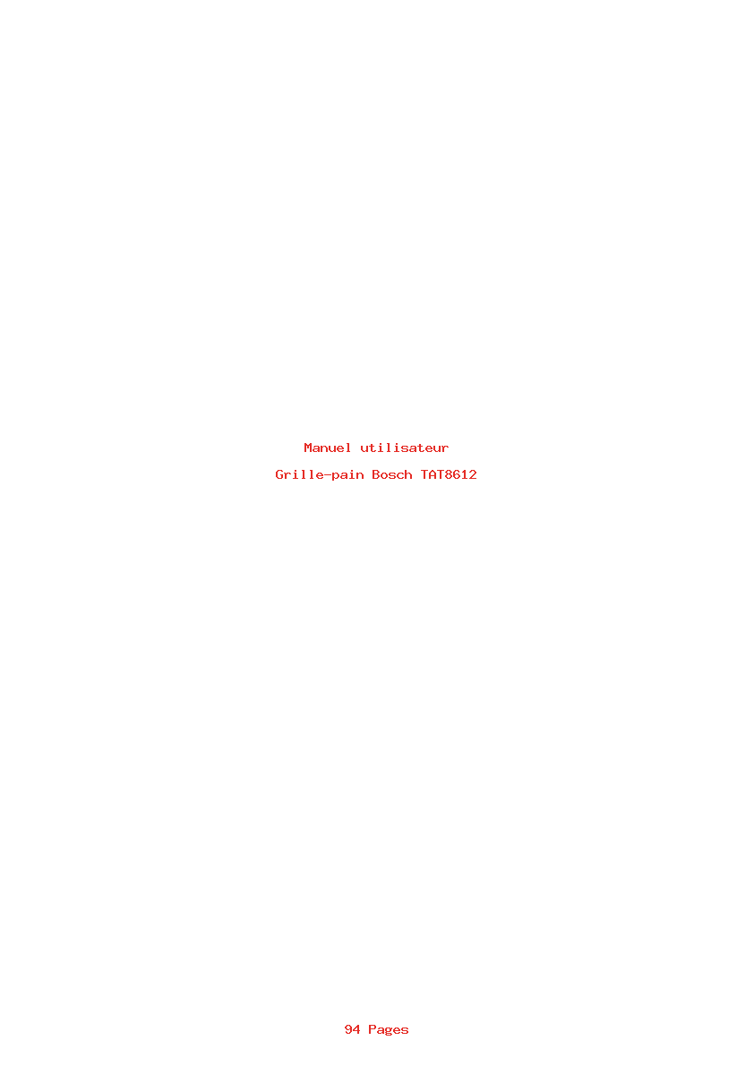 Page 1 de la notice Manuel utilisateur Bosch TAT8612