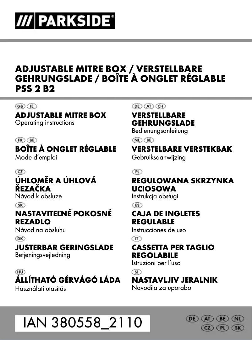 Page 1 de la notice Manuel utilisateur Parkside IAN 380558