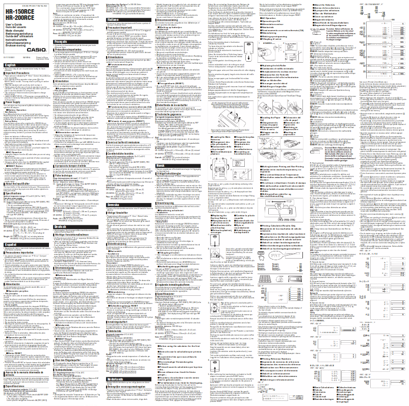 Page 1 de la notice Manuel utilisateur Casio HR-150RCE