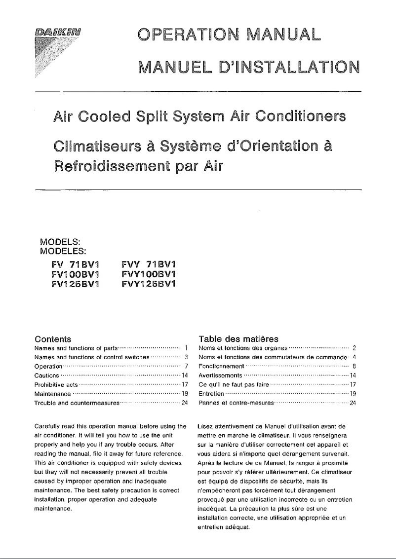 Página 1 del manual Guía de instalación Daikin FAQ100BUV1B