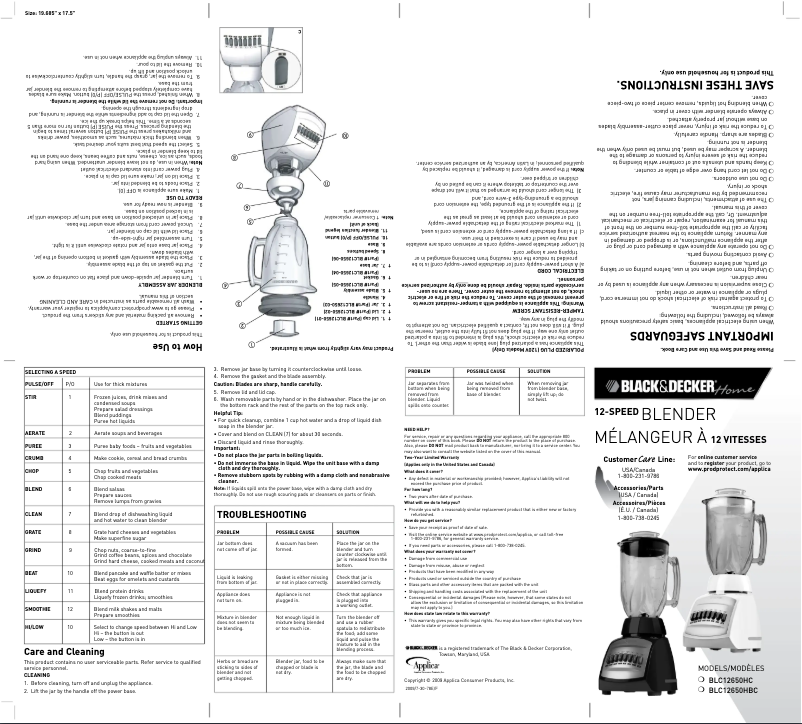 Page 1 of the manual User Manual Black & Decker BLC12650HBC