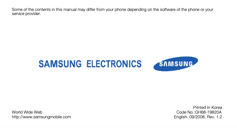 Page 1 de la notice Manuel utilisateur Samsung GT-M3510