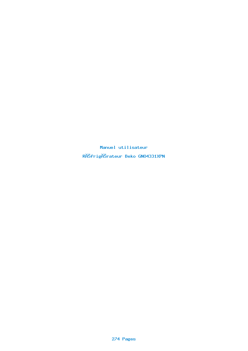 Page 1 de la notice Manuel utilisateur Beko GNO4331XPN