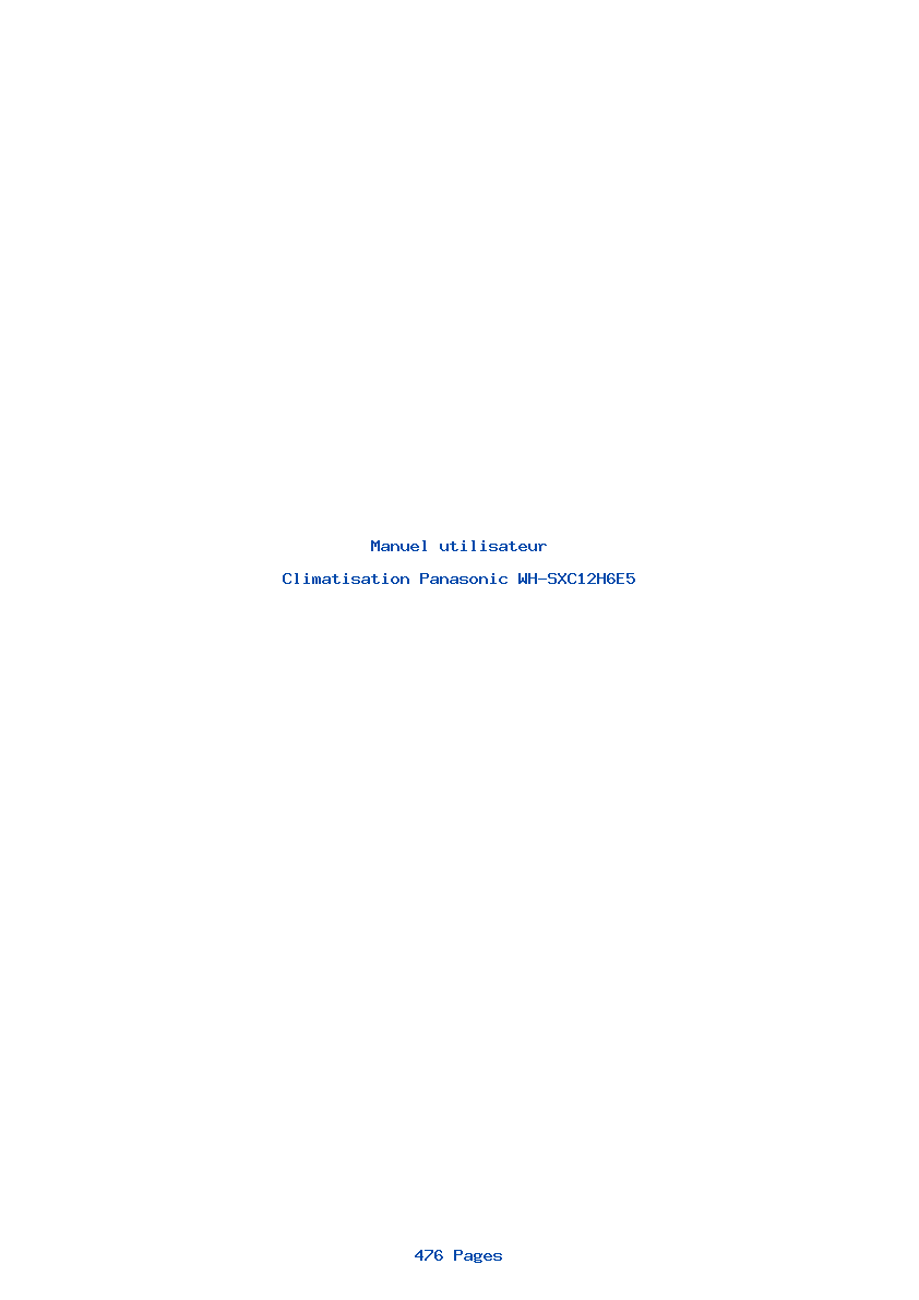 Page 1 de la notice Manuel utilisateur Panasonic WH-SXC12H6E5