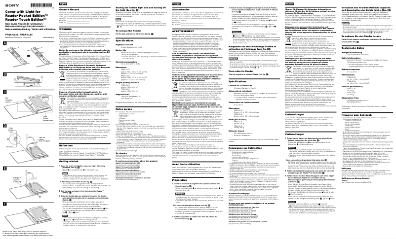 Page 1 de la notice Manuel utilisateur Sony PRS-ACL65B