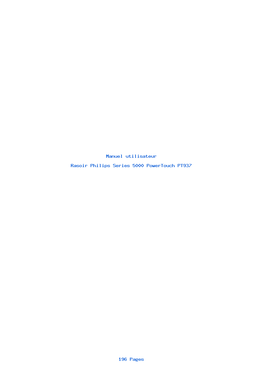 Page 1 de la notice Manuel utilisateur Philips Series 5000 PowerTouch PT937