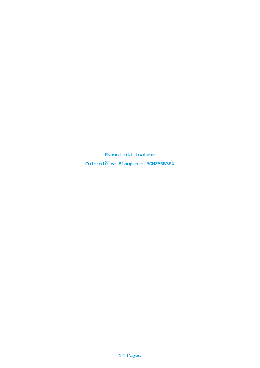 Page 1 de la notice Manuel utilisateur Blaupunkt 5GH75BB390