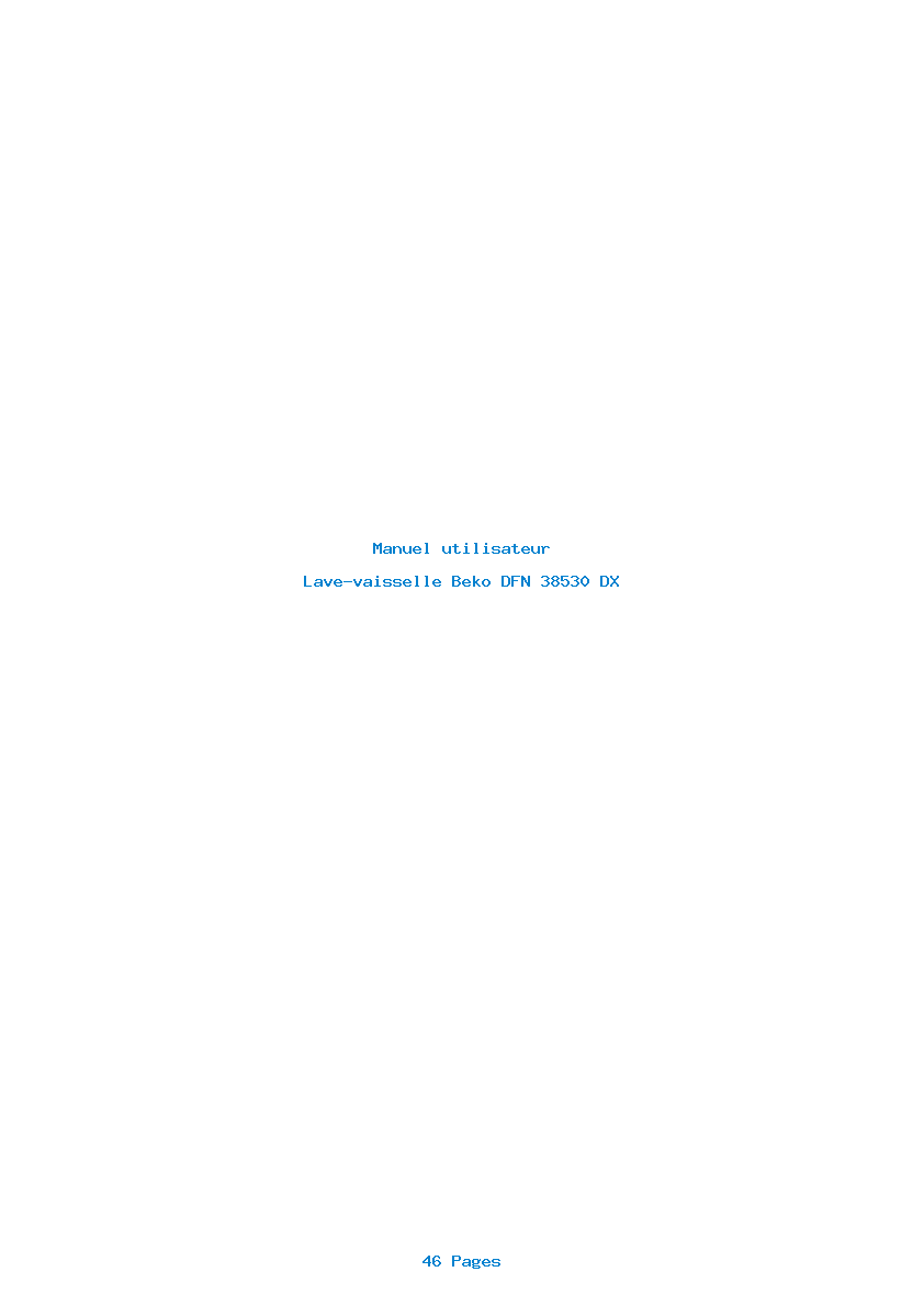 Page 1 de la notice Manuel utilisateur Beko DFN 38530 DX