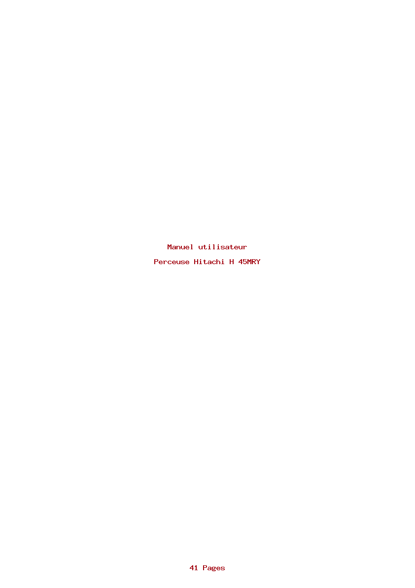 Page 1 de la notice Manuel utilisateur Hitachi H 45MRY