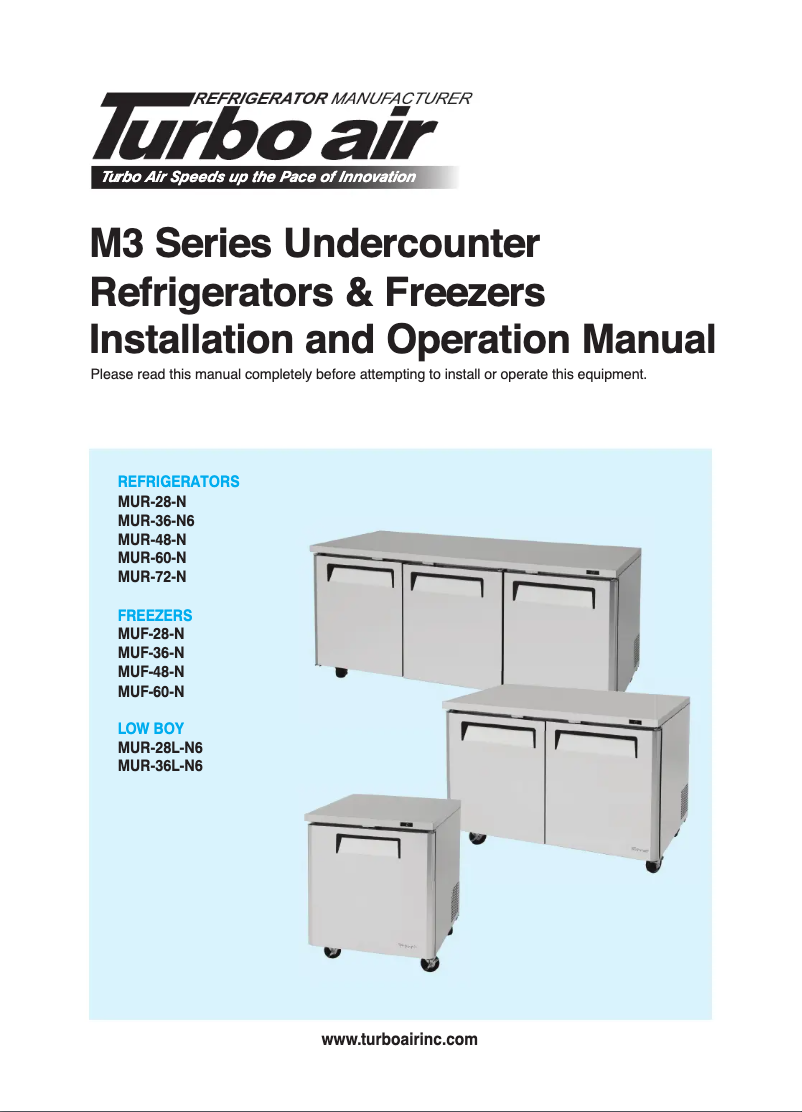 Página 1 del manual Manual de usuario Turbo air MUR-28
