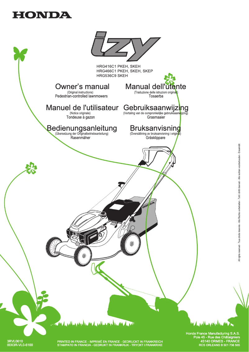 Page 1 de la notice Manuel utilisateur Honda HRG466C1