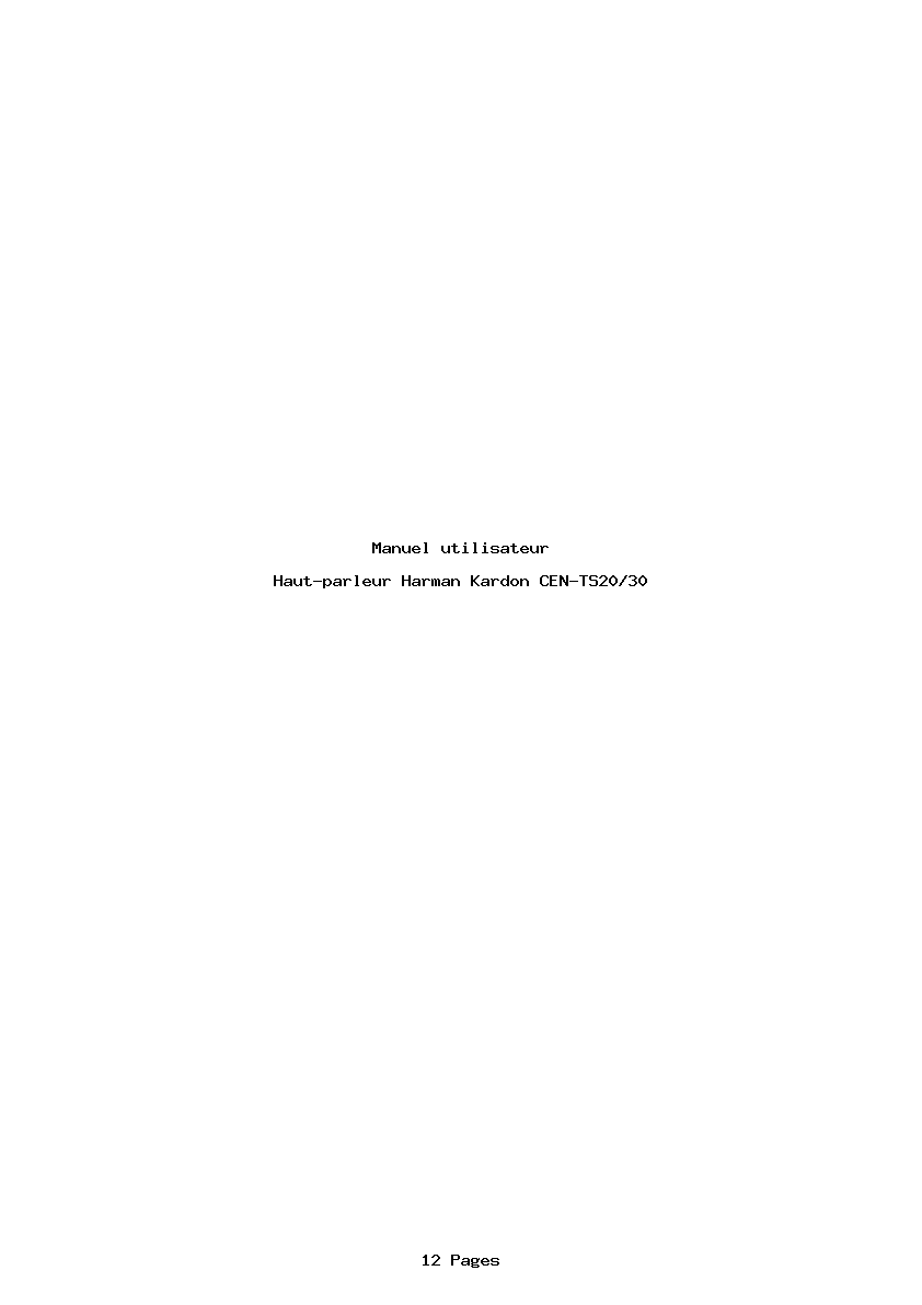 Page 1 de la notice Manuel utilisateur Harman Kardon CEN-TS20/30