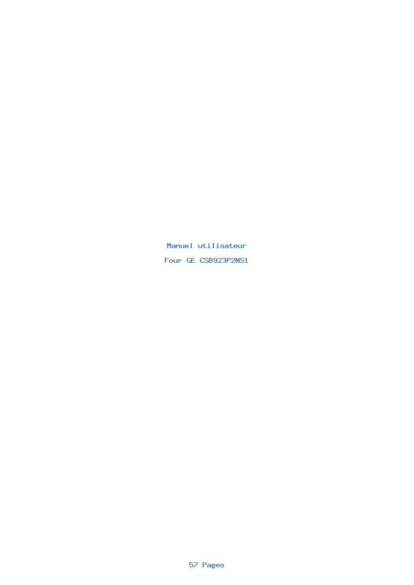 Page 1 de la notice Manuel utilisateur GE CSB923P2NS1