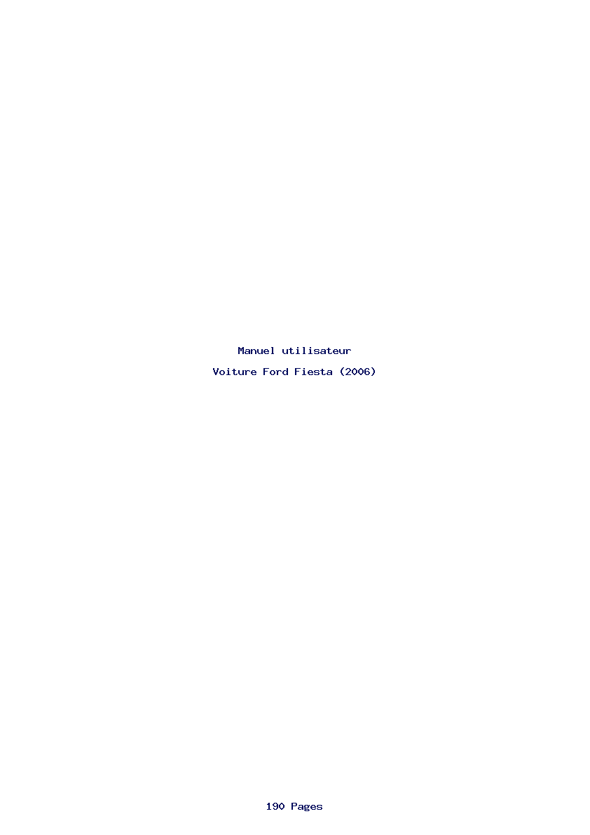 Page 1 de la notice Manuel utilisateur Ford Fiesta (2006)