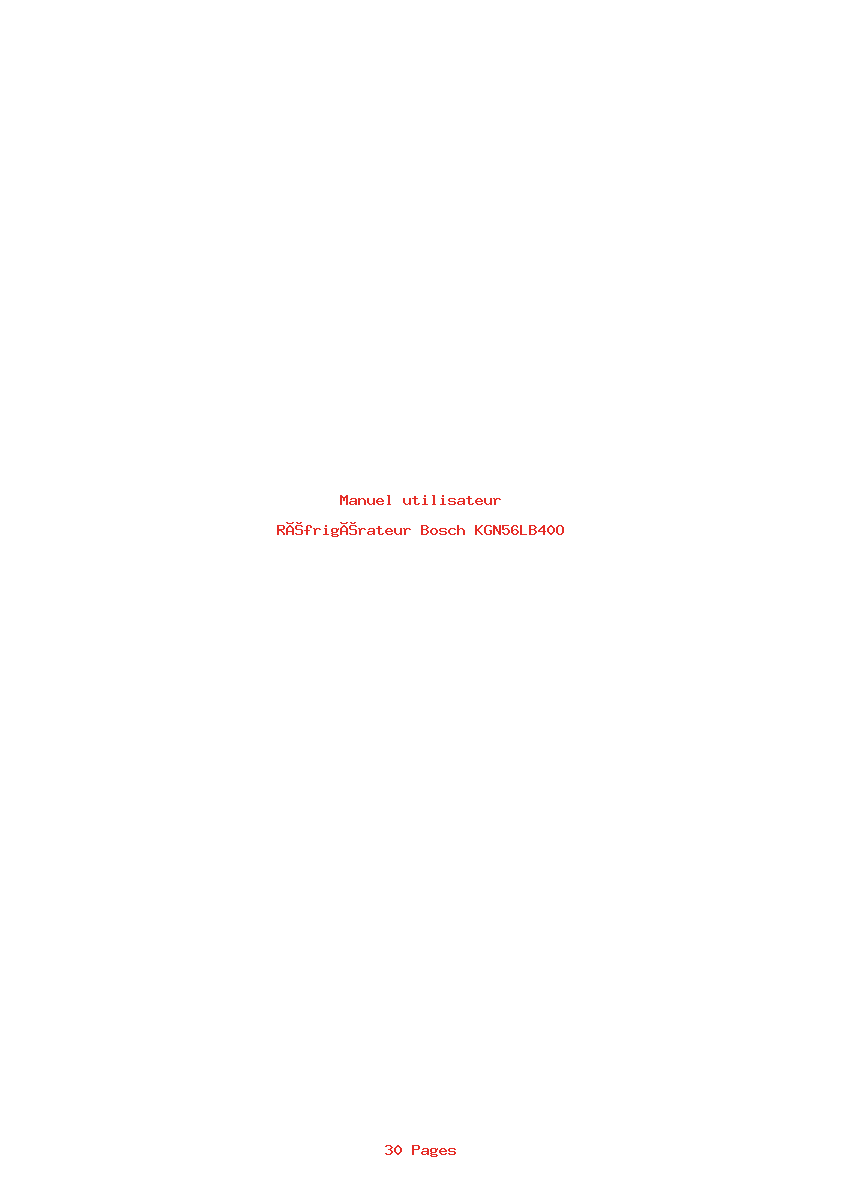 Page 1 de la notice Manuel utilisateur Bosch KGN56LB40O