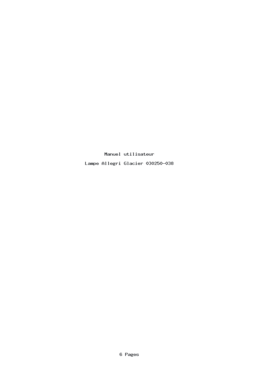 Page 1 de la notice Manuel utilisateur Allegri Glacier 030250-038