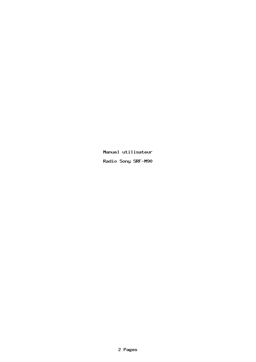Page 1 de la notice Manuel utilisateur Sony SRF-M90