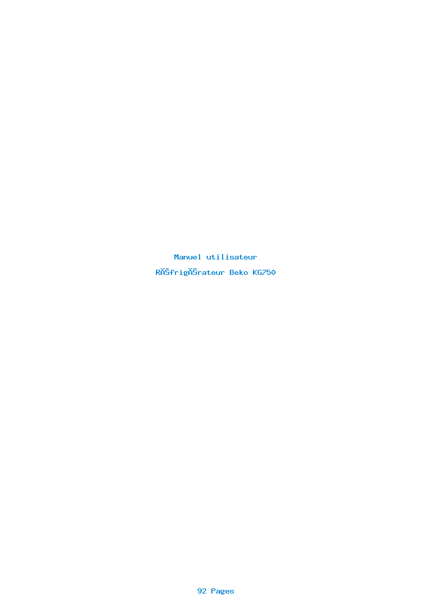 Page 1 de la notice Manuel utilisateur Beko KG750