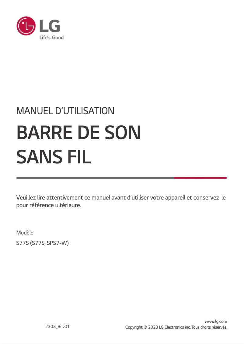 Page 1 of the manual User Manual LG S77S