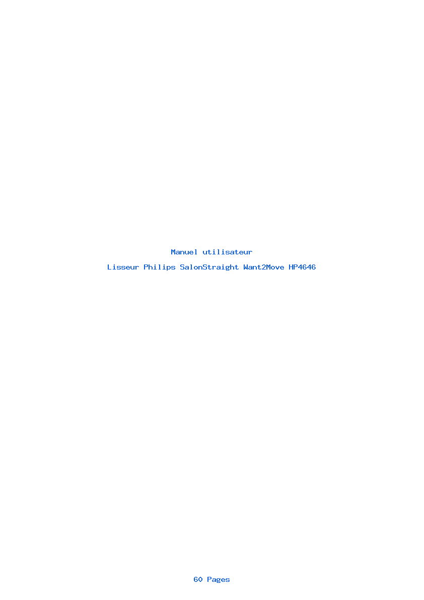 Page 1 de la notice Manuel utilisateur Philips SalonStraight Want2Move HP4646