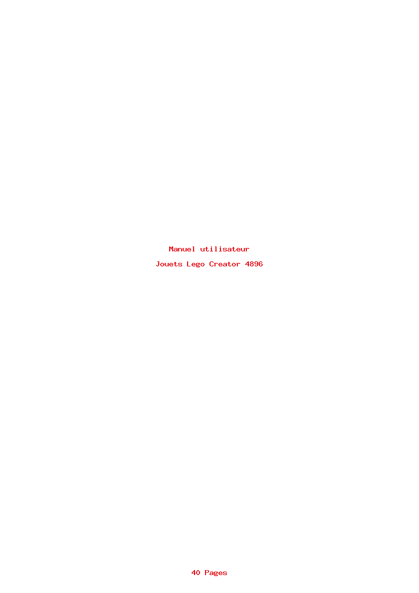 Page 1 de la notice Manuel utilisateur Lego Creator 4896