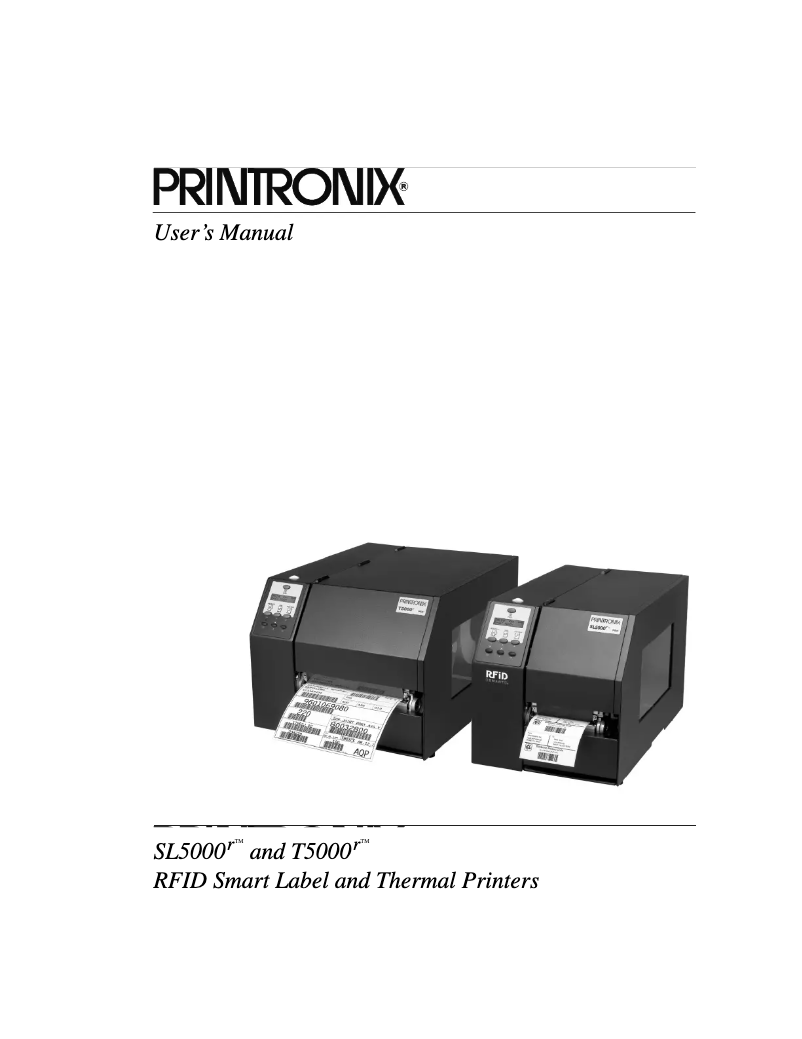 Page 1 of the manual User Manual Printronix T5206R