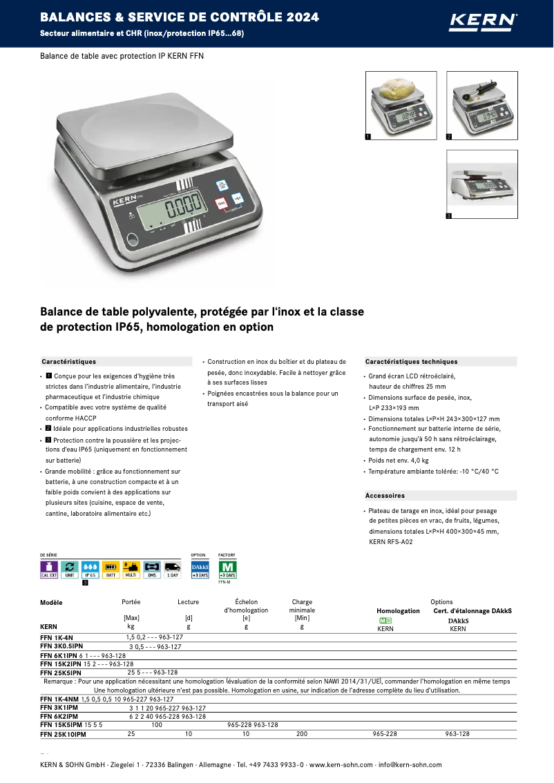 Page 1 de la notice Brochure Kern FFN 15K2IPN