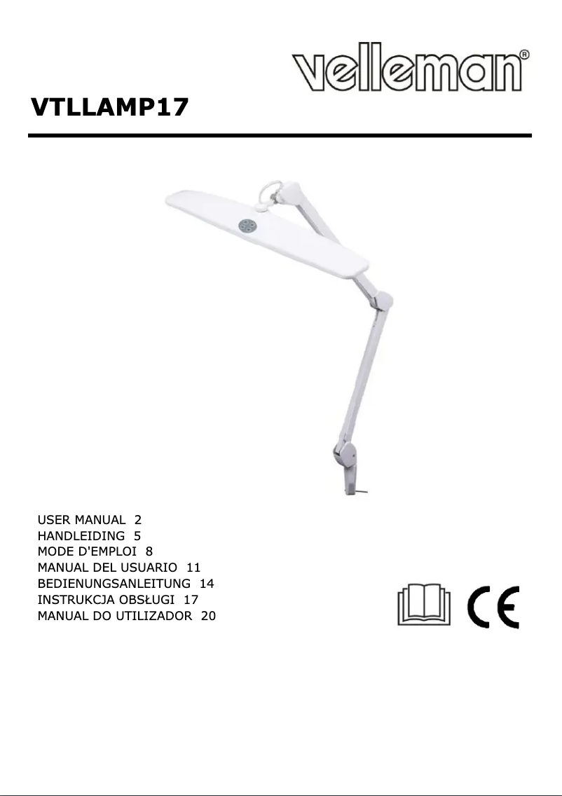 Page 1 de la notice Manuel utilisateur Velleman VTLLAMP17