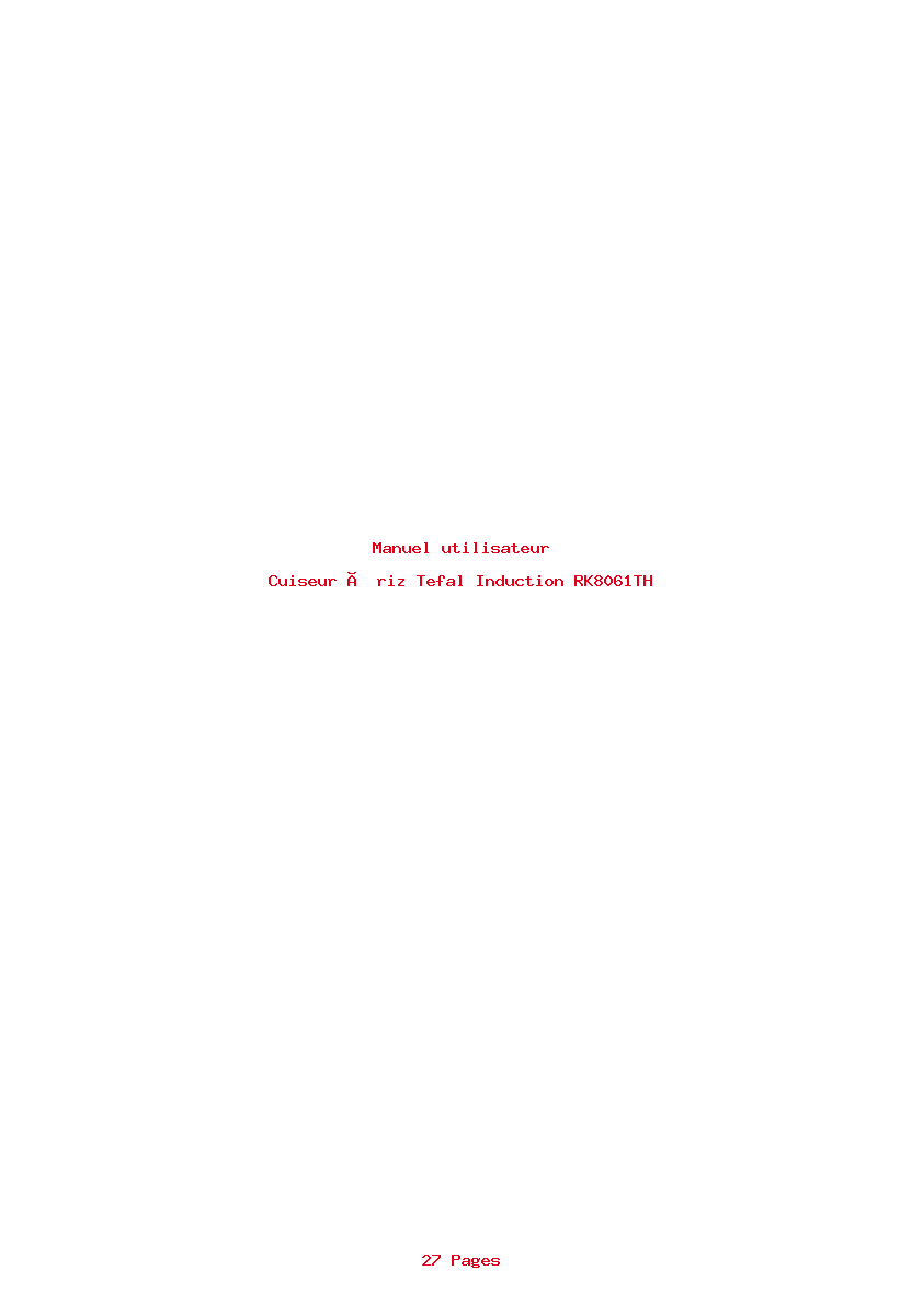 Page 1 de la notice Manuel utilisateur Tefal Induction RK8061TH