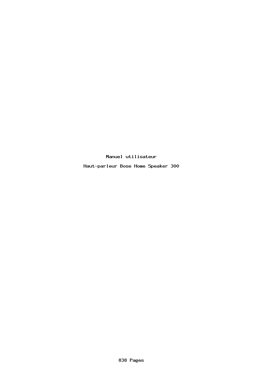 Page 1 de la notice Manuel utilisateur Bose Home Speaker 300