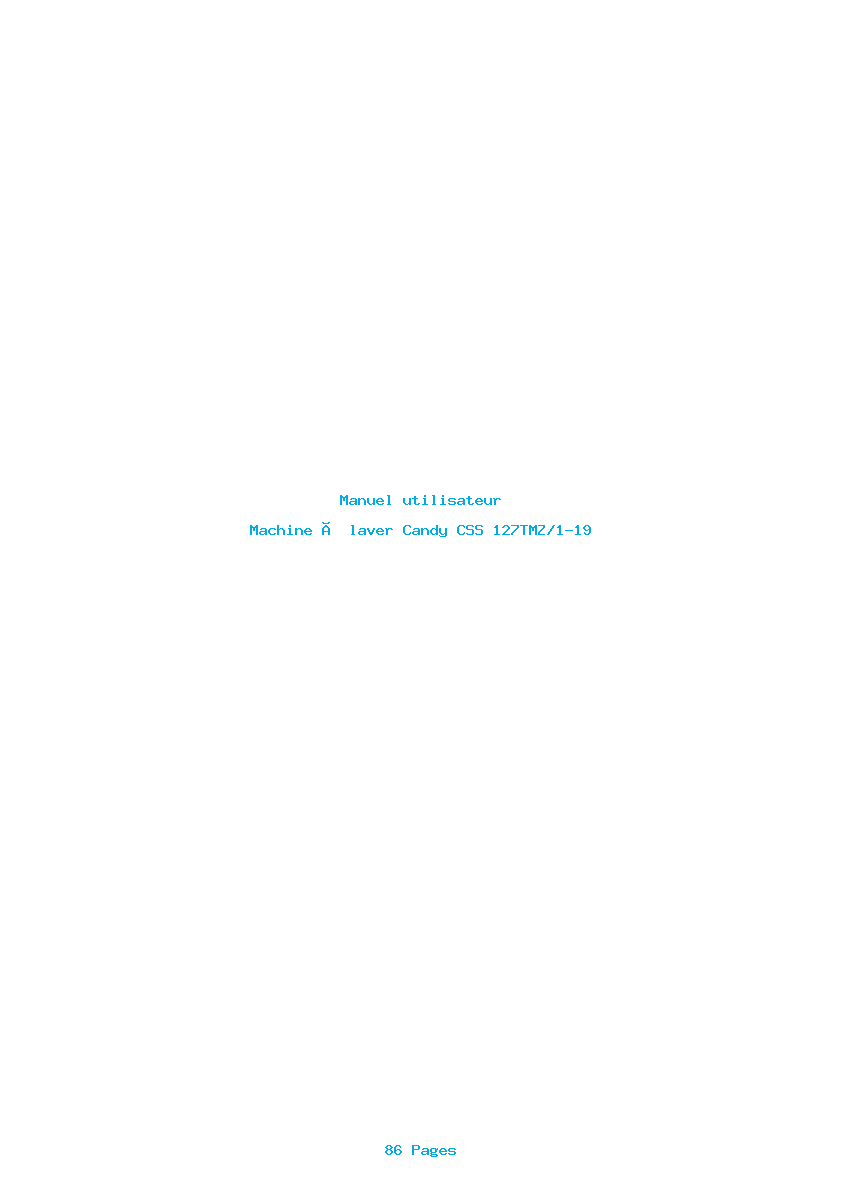 Page 1 de la notice Manuel utilisateur Candy CSS 127TMZ/1-19