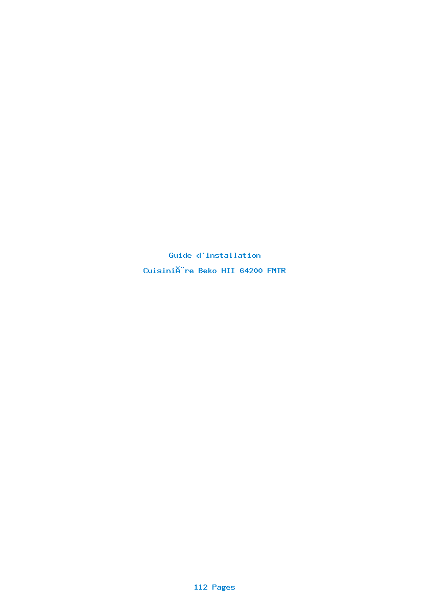 Page 1 de la notice Guide d'installation Beko HII 64200 FMTR