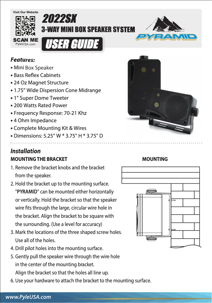 Page 1 de la notice Manuel utilisateur Pyramid 2022SX