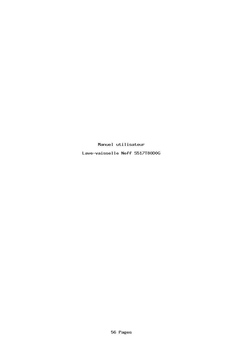 Page 1 de la notice Manuel utilisateur Neff S517T80D0G