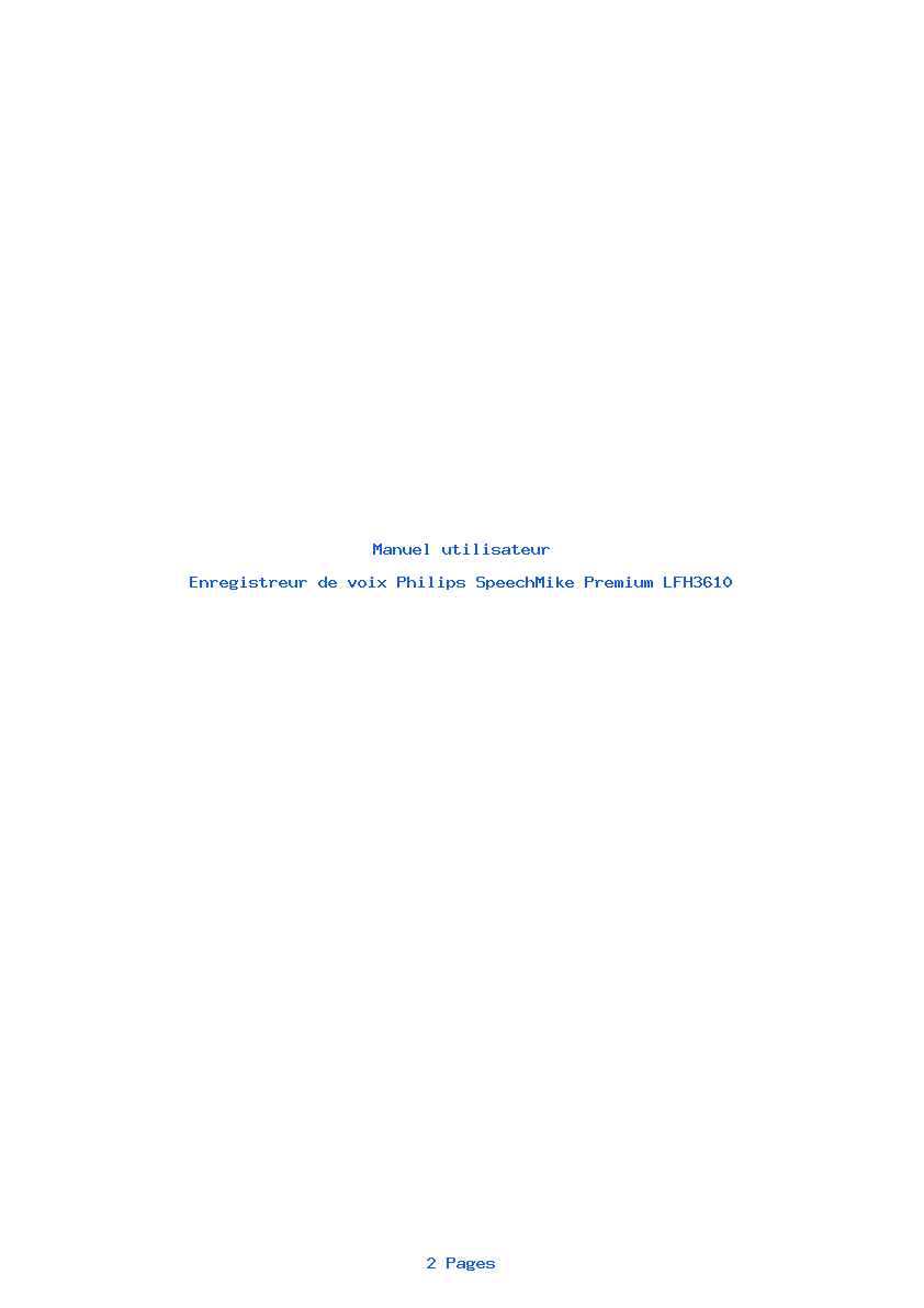 Page 1 de la notice Manuel utilisateur Philips SpeechMike Premium LFH3610