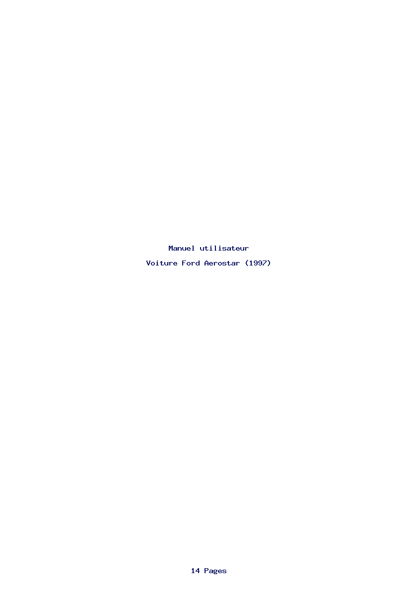 Page 1 de la notice Manuel utilisateur Ford Aerostar (1997)