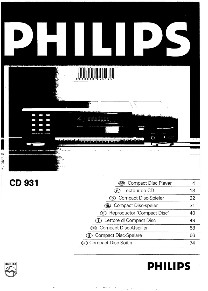 Page 1 of the manual User Manual Philips CD931