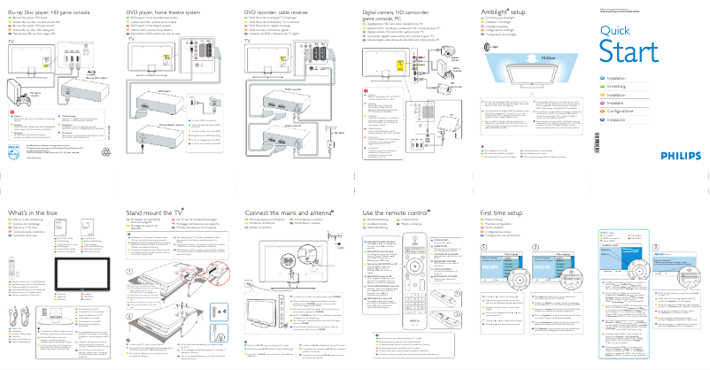 Page n°1 - Guide de démarrage rapide Philips 32PFL7803