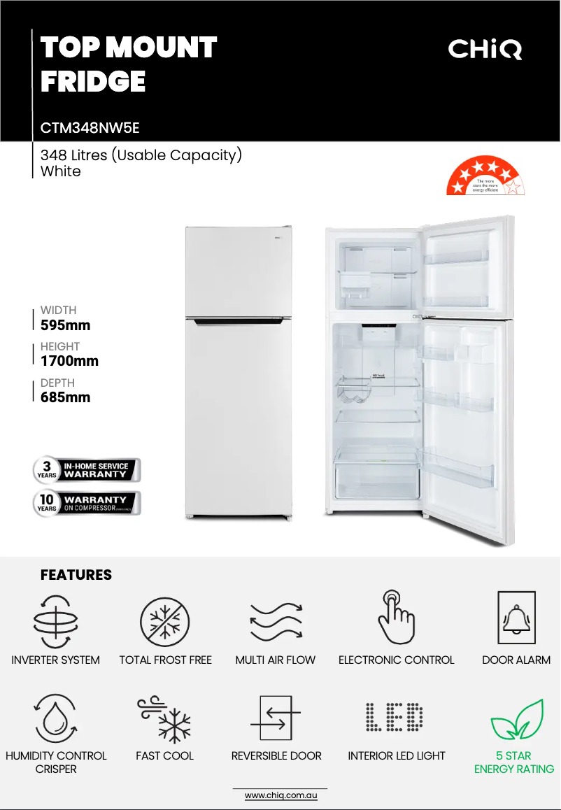 Página 1 del manual Ficha técnica CHiQ CTM348NW5E