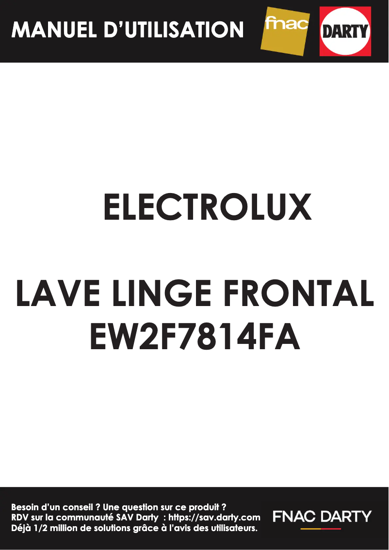 Page 1 de la notice Manuel utilisateur Electrolux EW2F7814FA
