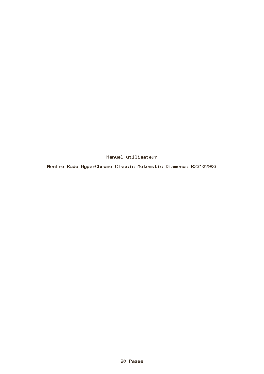 Page 1 de la notice Manuel utilisateur Rado HyperChrome Classic Automatic Diamonds R33102903