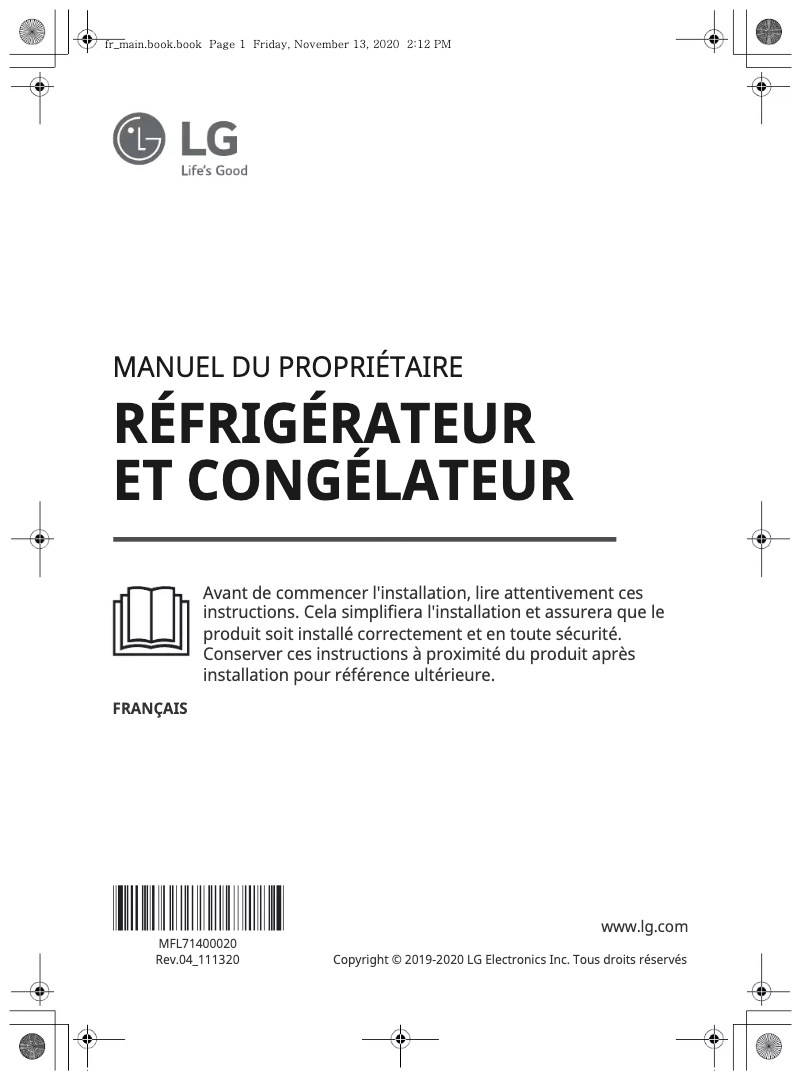 Page 1 de la notice Manuel utilisateur LG GBP30DSLZN
