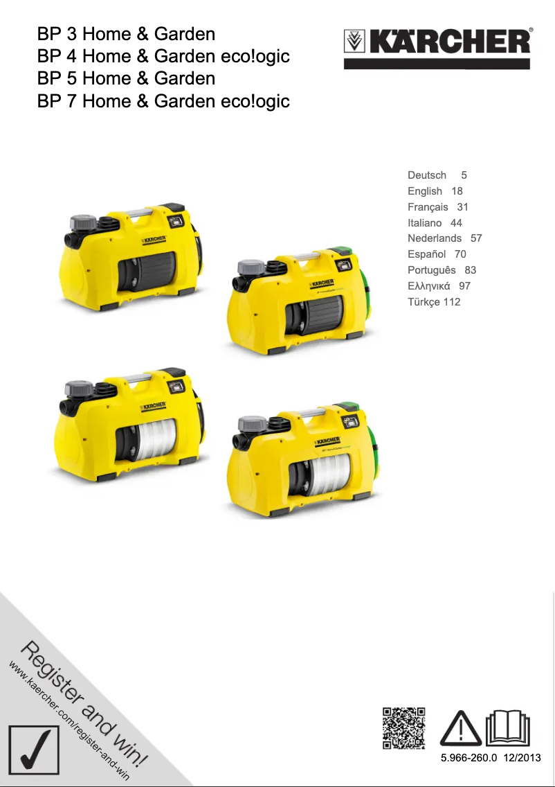Page 1 de la notice Manuel utilisateur Kärcher BP 4