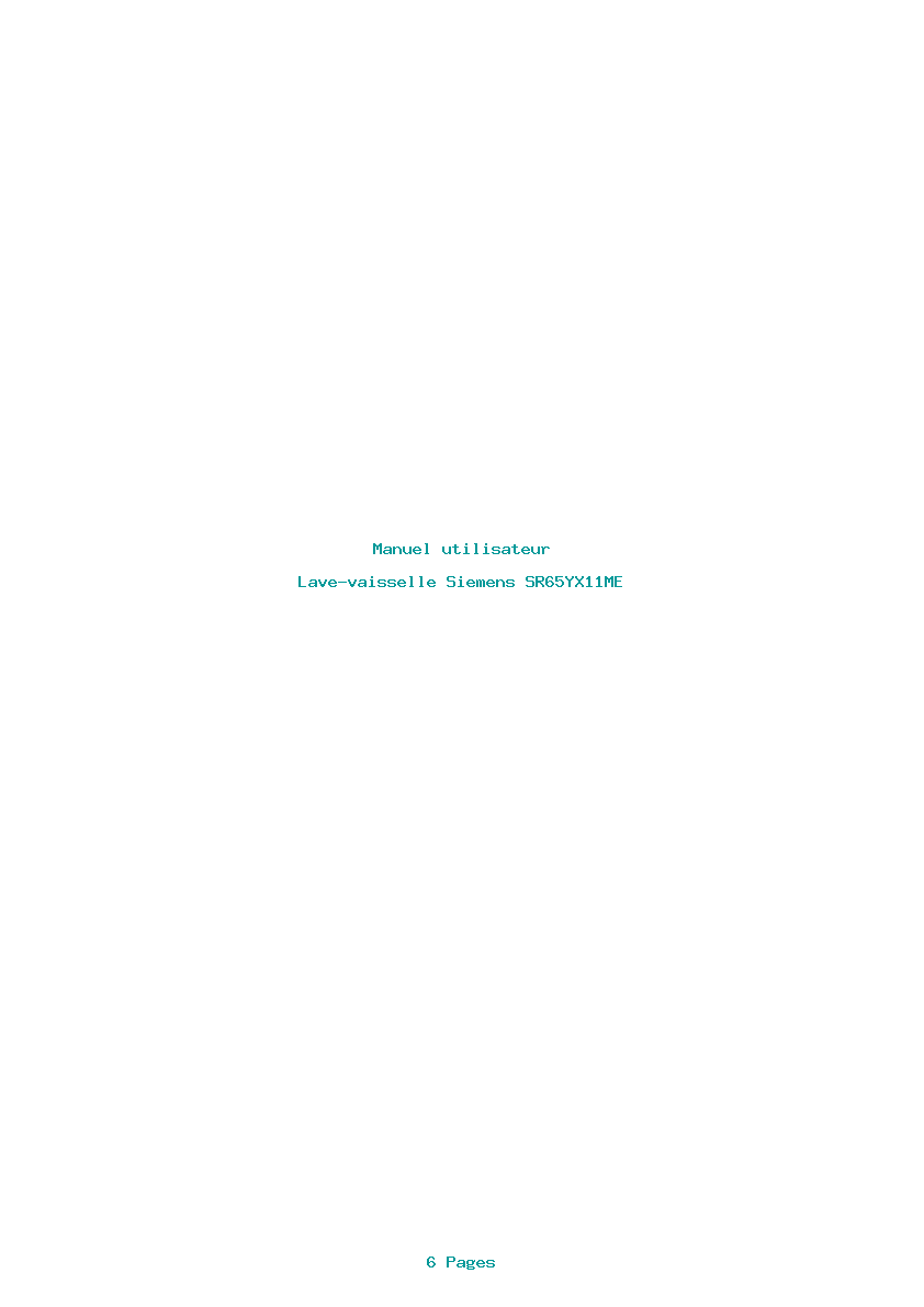 Page 1 de la notice Manuel utilisateur Siemens SR65YX11ME