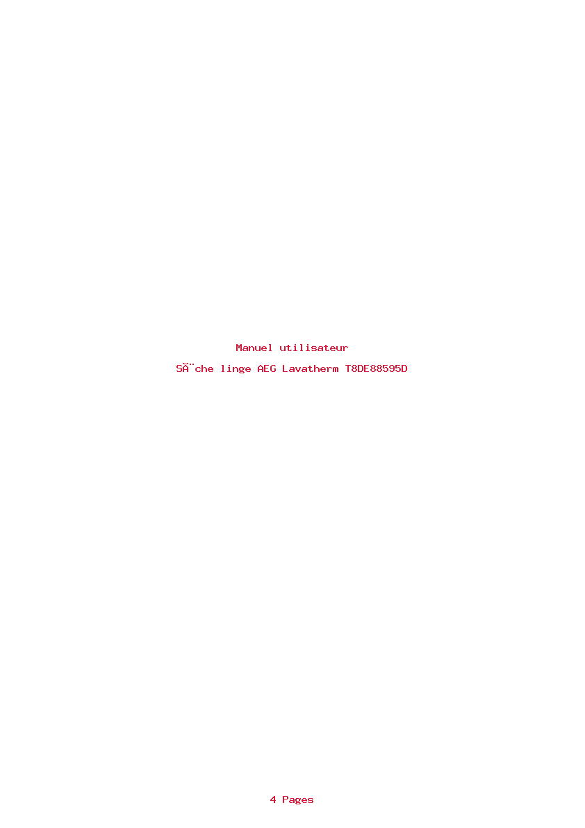 Page 1 de la notice Manuel utilisateur AEG Lavatherm T8DE88595D
