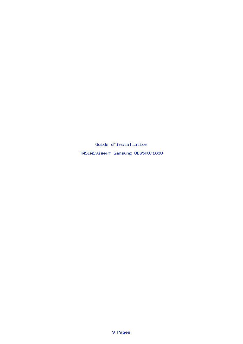 Page 1 de la notice Guide d'installation Samsung UE65HU7105U