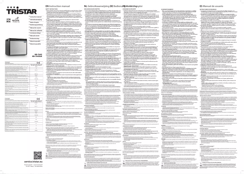 Página 1 del manual Manual de usuario TriStar KB-7645